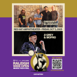 2025 Greensky Bluegrass Tour Art with Raleigh Wide Open Festival Logo