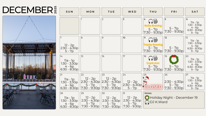 The Rink December 2025 Calendar