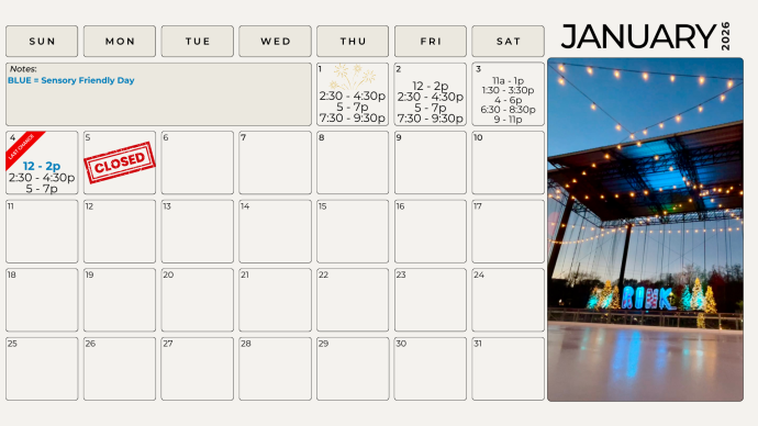 The Rink January 2026 Calendar