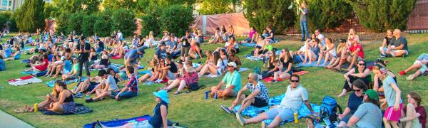 Music lovers enjoy a daytime show at Red Hat Amphitheater from the lawn seats